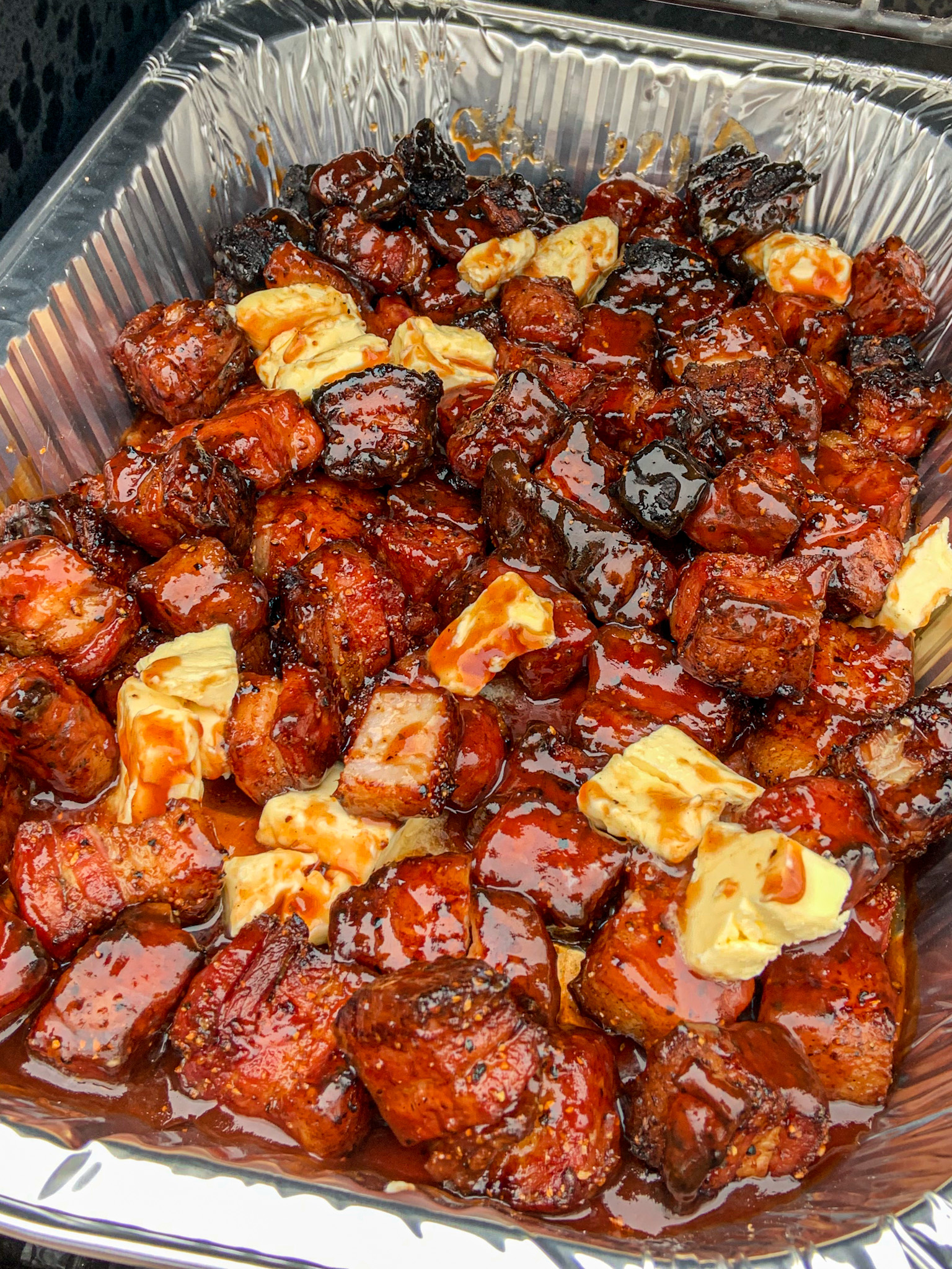 Easy Traeger Smoked Pork Belly Burnt Ends - Sip Bite Go