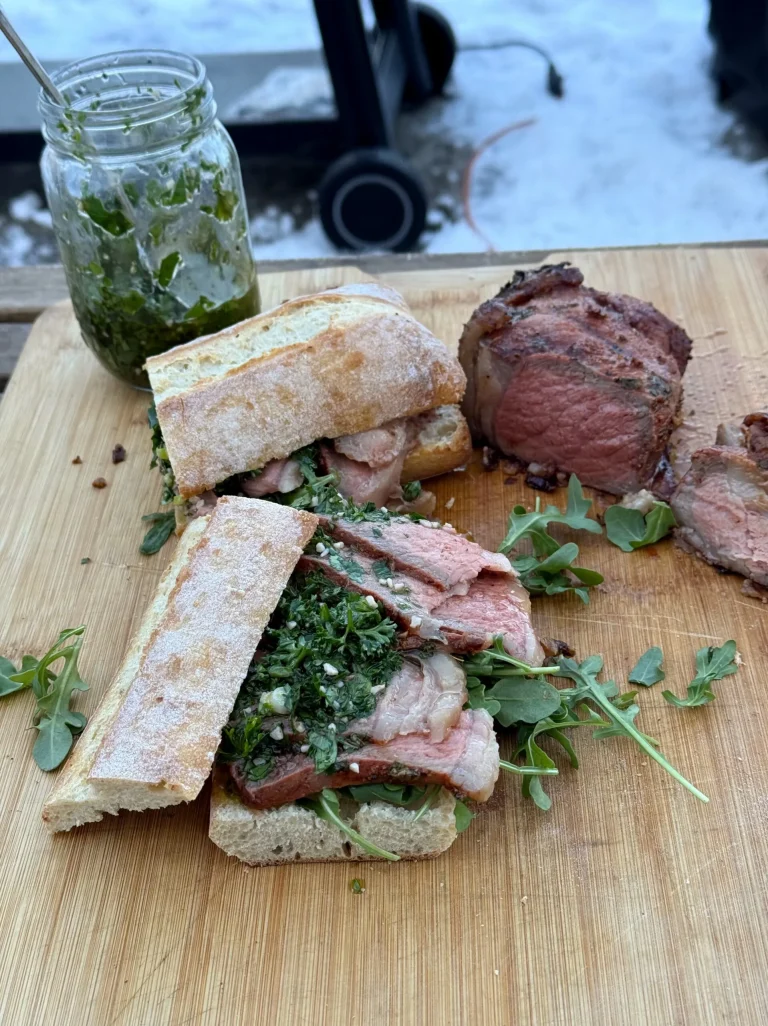 Smoked Marinated Steak with Chimichurri Sauce