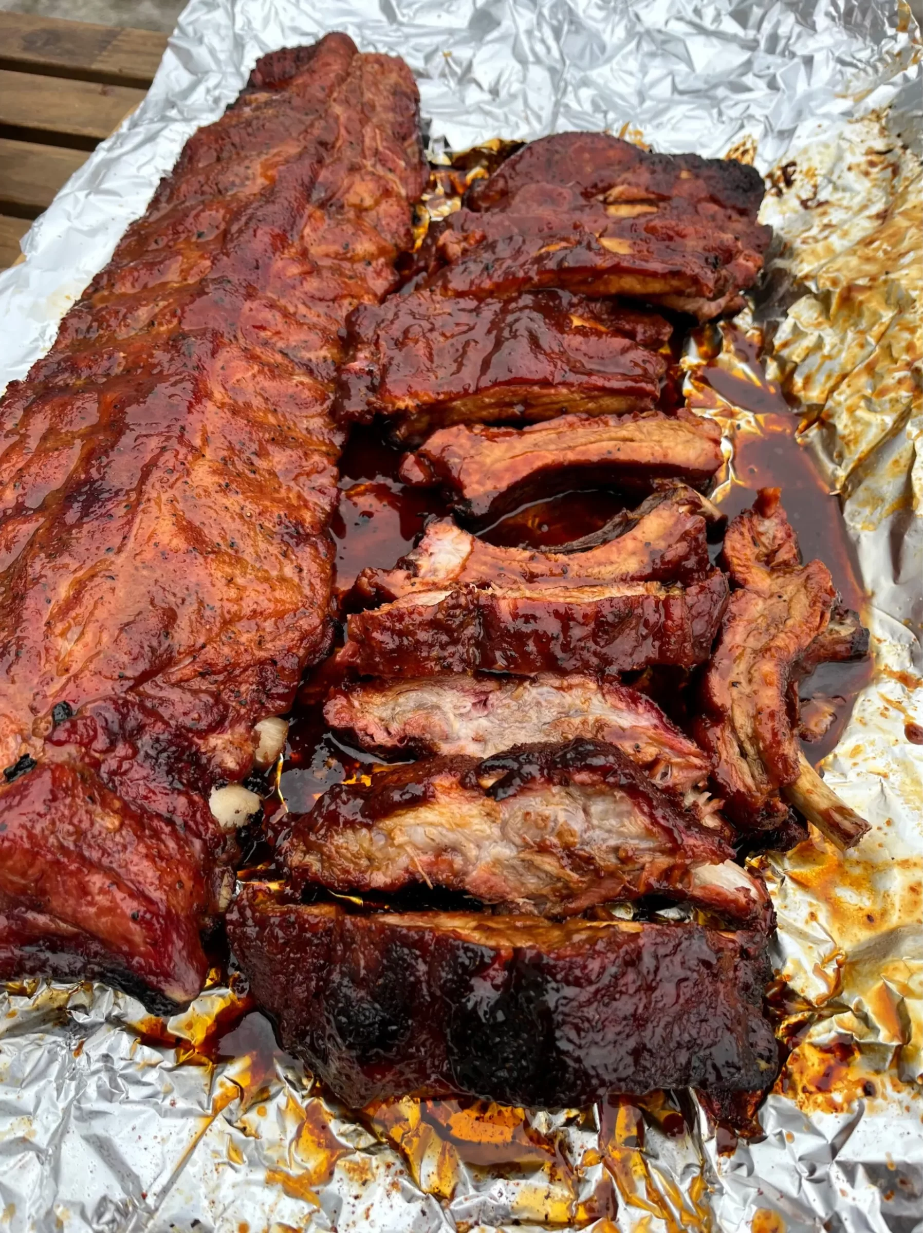 Smoked baby back ribs tin foil