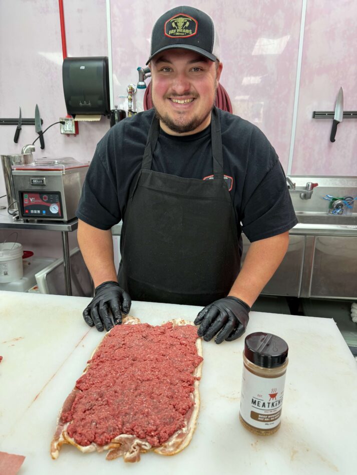Butcher with meat and beef dynasty